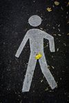 Stick figure with leaf covering part of it.