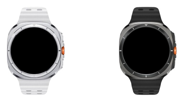 Samsung Galaxy Watch Ultra Renderbild in Dunkelgrau und Weiss