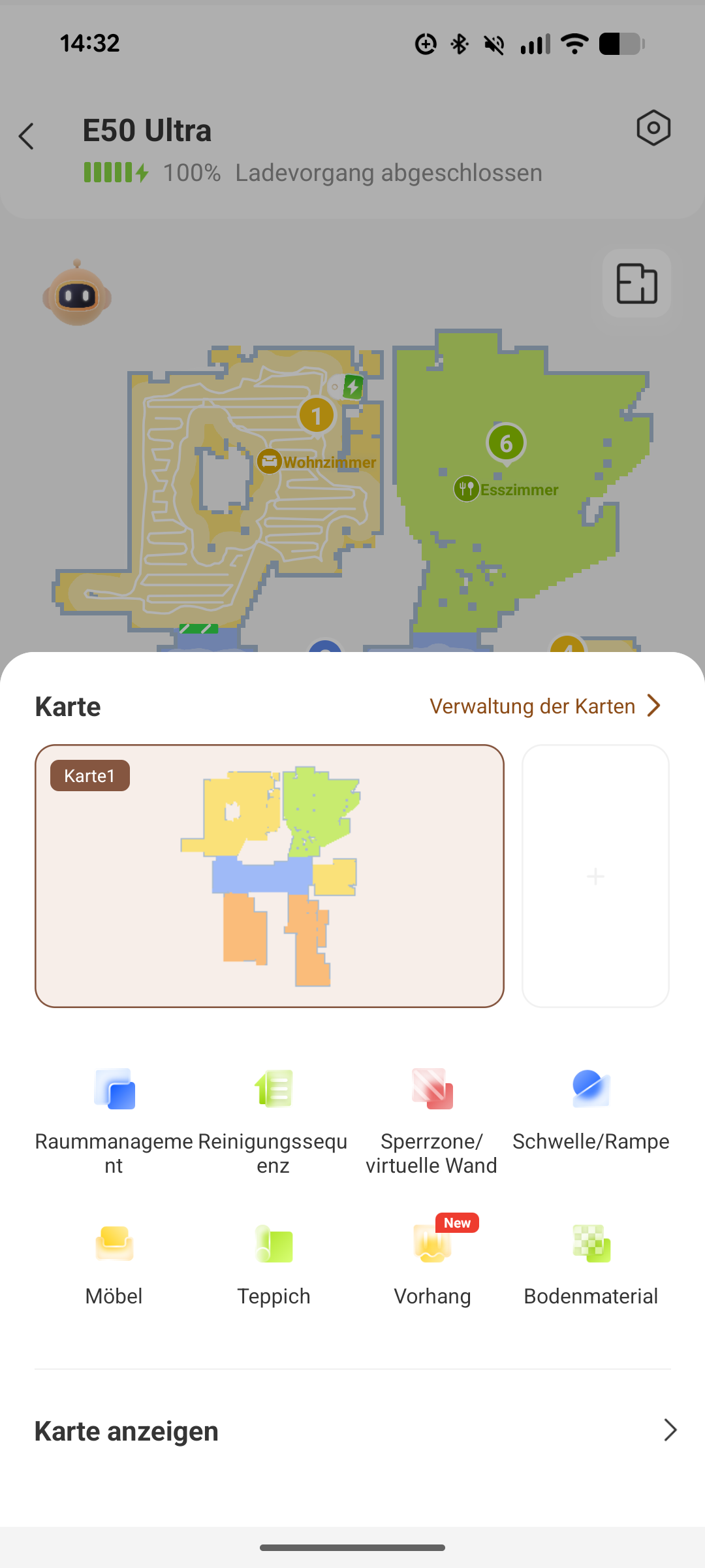 Die Wohnung lässt sich in einzelne Zimmer und Bereiche aufteilen, die individuell gereinigt werden können.