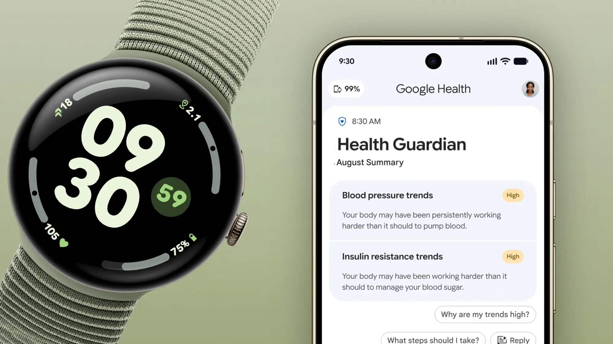 Google Health Guardian, Trendbericht in der Google Health App
