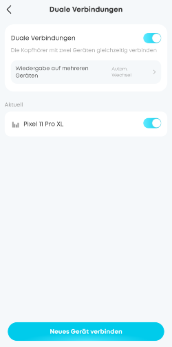 Screenshot der Funktion "duale Verbindung" (Bluetooth-Multipoint).