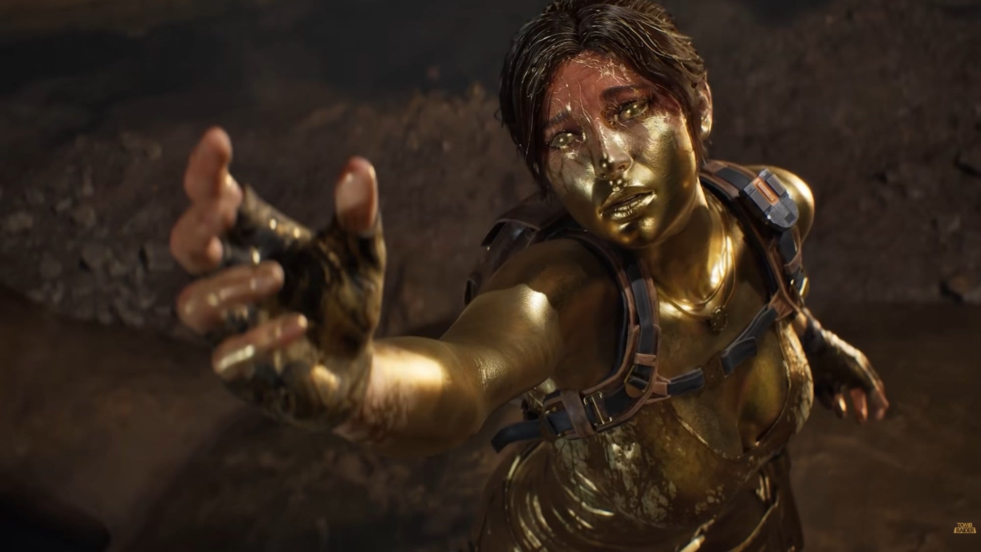 Lara Croft in Gold. Die ikonische Todesanimation kehrt im Remake zurück.