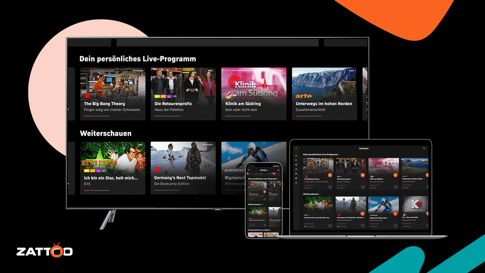 Zattoo jetzt mit Live-TV-Empfehlungen und Weiterschauen-Funktion