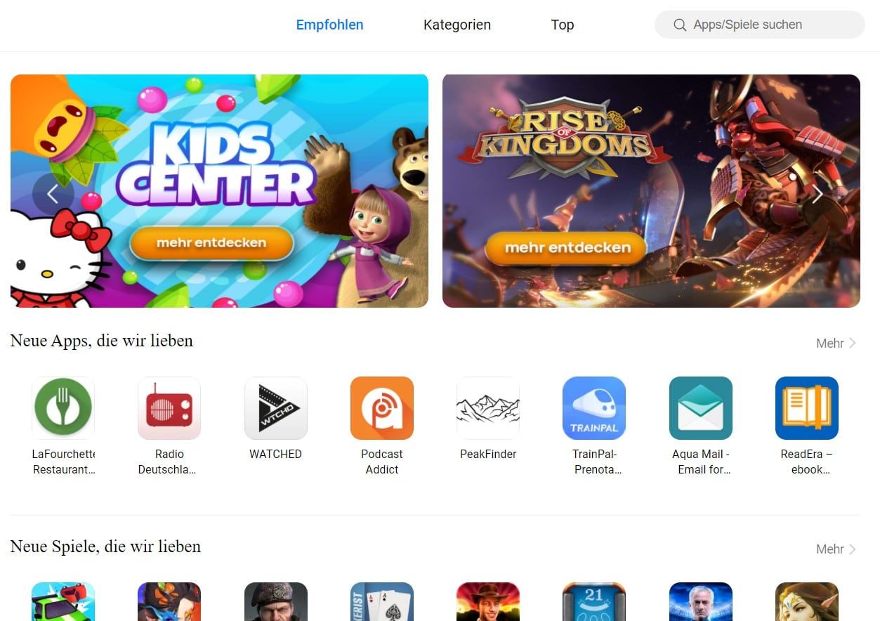 AppGallery im Browser