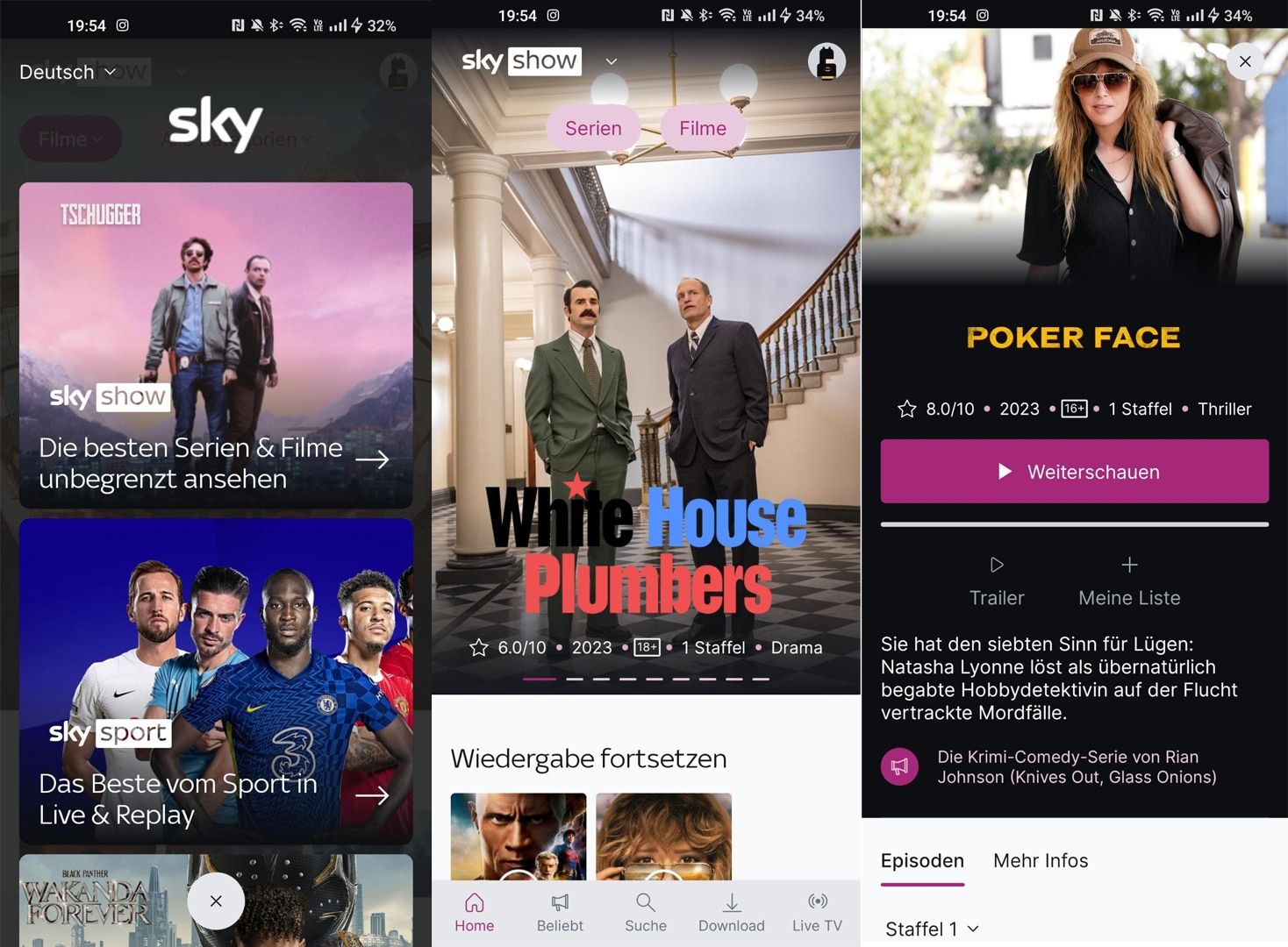 Sky Show/Sky Sports Update der App