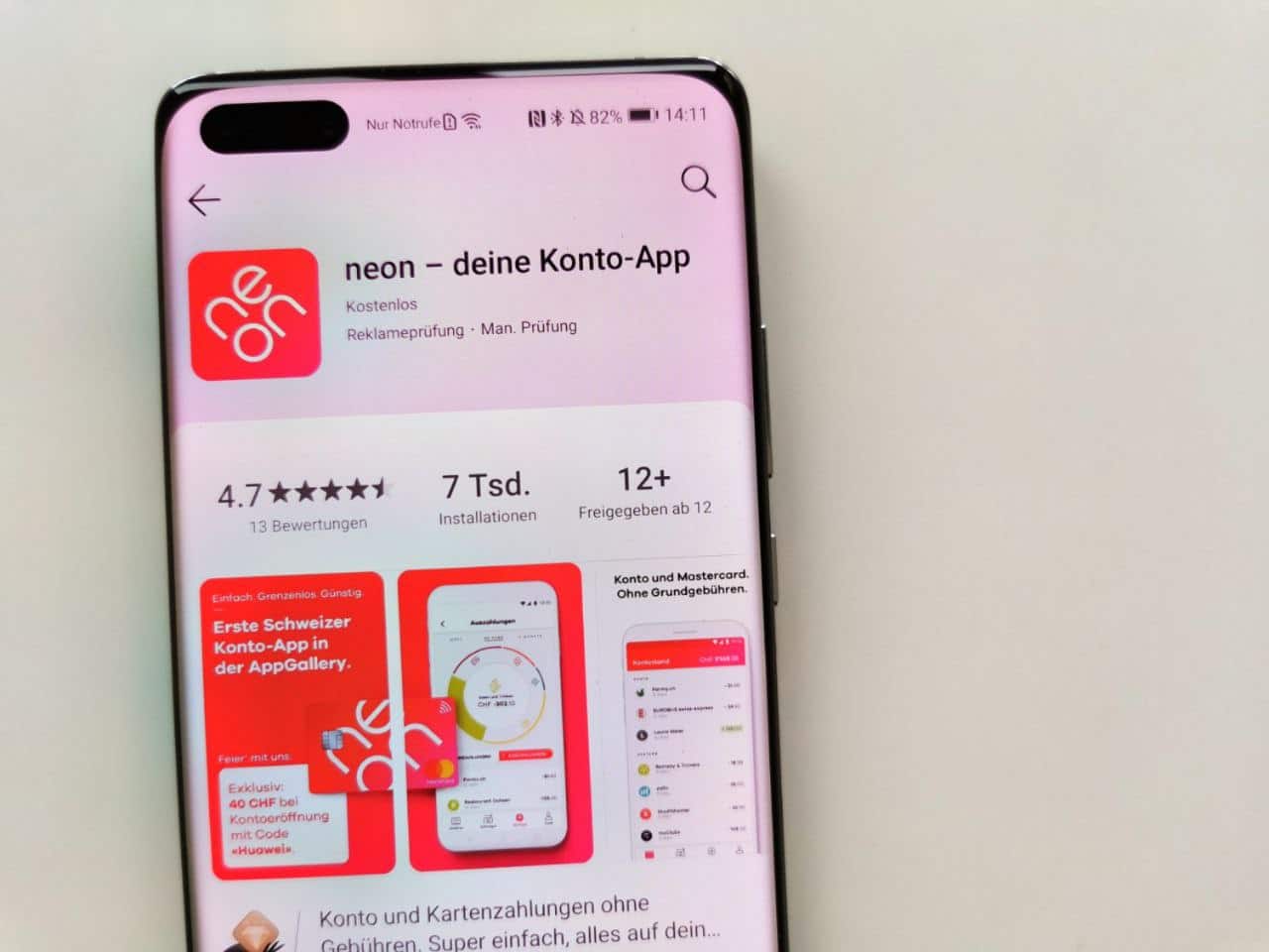 Neon als einzige Banking-App in der AppGallery