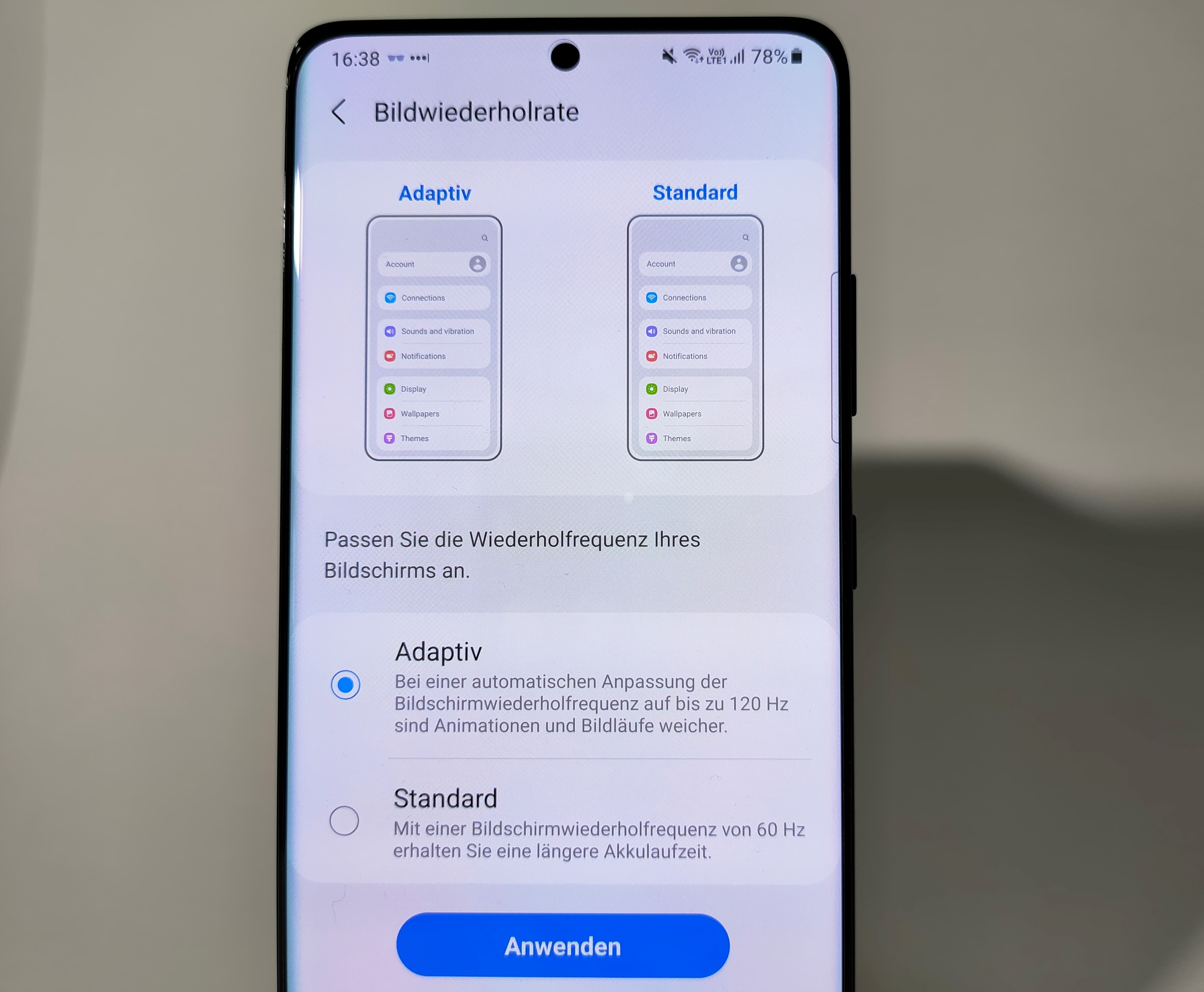 Samsung Galaxy S21 Ultra Test Bildwiederholungsrate
