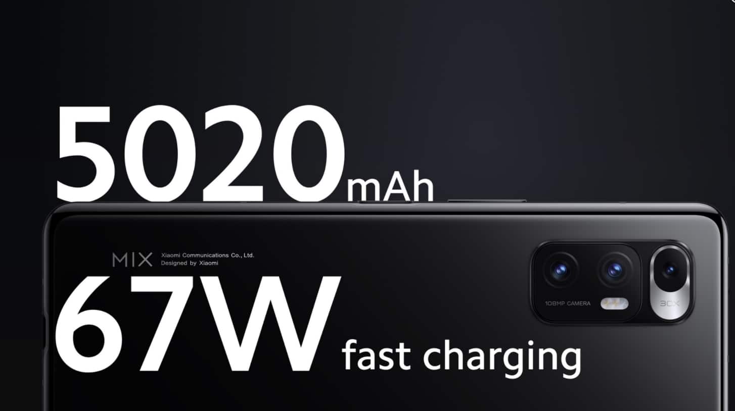 Xiaomi Mi Mix: Akku von 5020 mAh und 67 Watt Schnellladung.