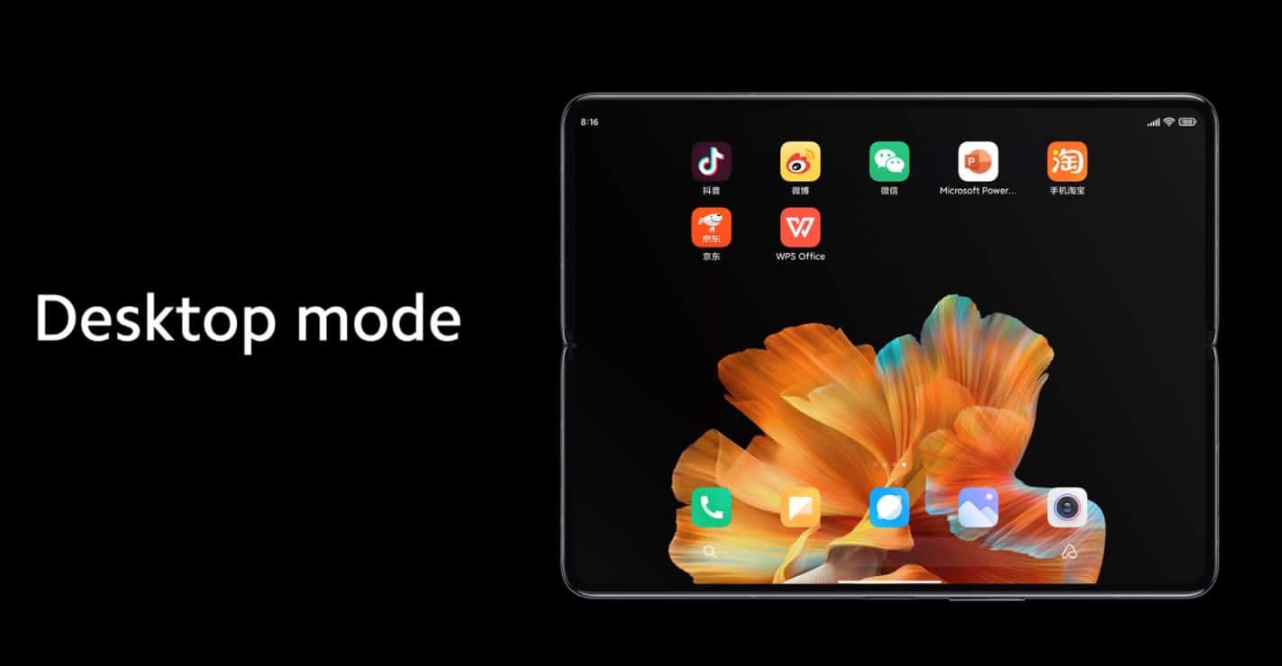 Der Desktopmodus des Xiaomi Mi Mix Fold.