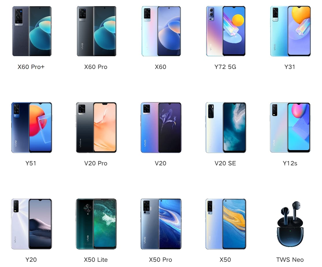 Die verschiedenen Smartphone-Modelle von Vivo. Einige davon sind bald in der Schweiz erhältlich.