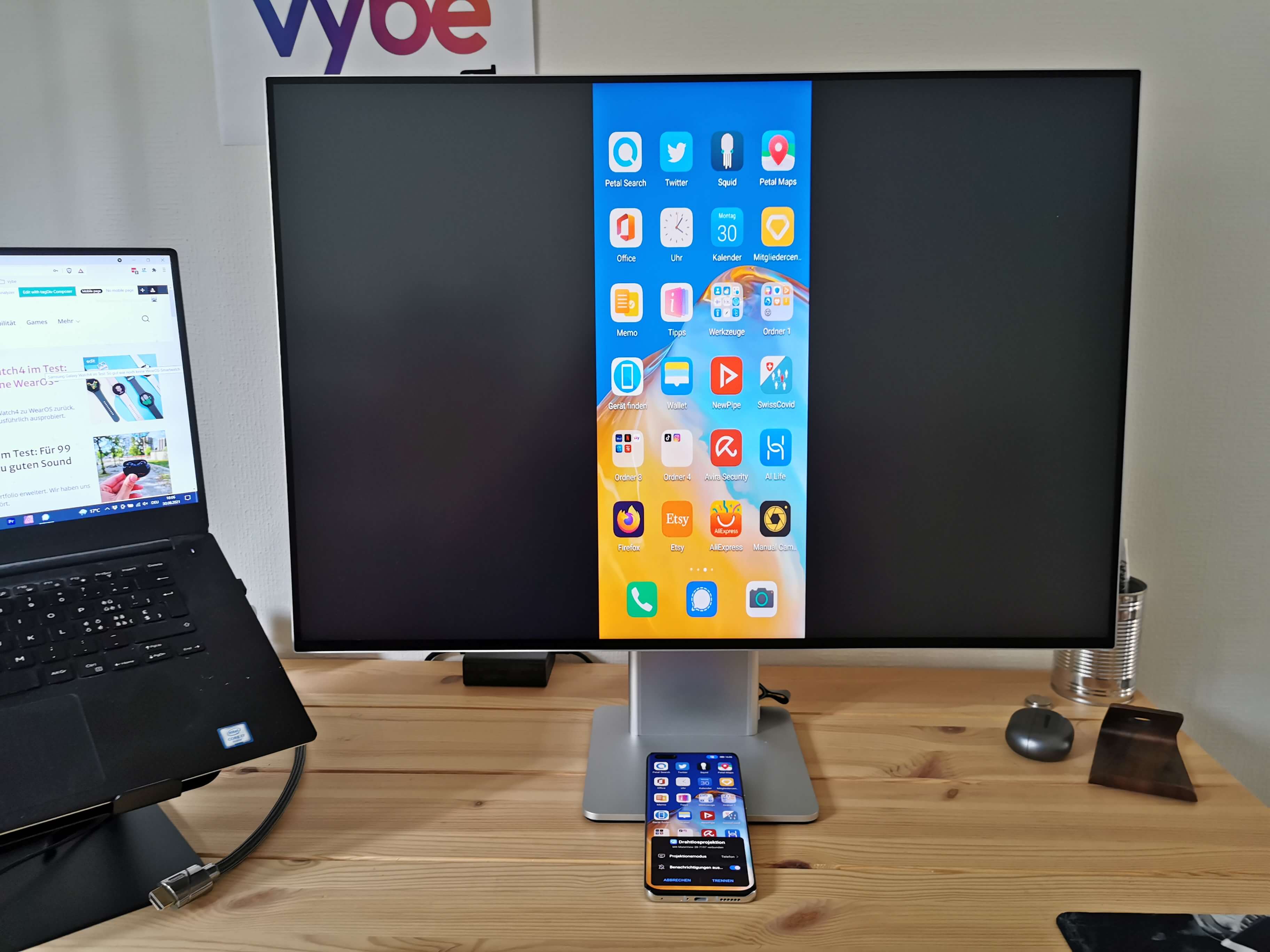 Huawei MateView im Test: Desktopmodus Spiegelung.