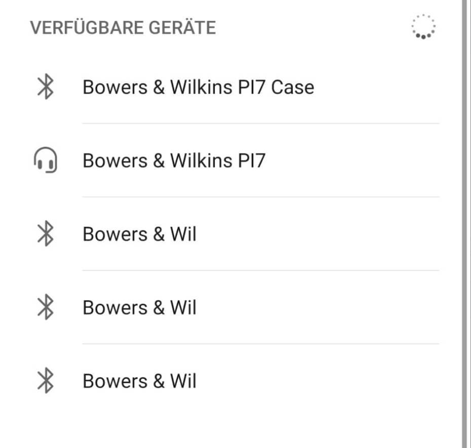Bowers & Wilkins PI7 Verbindung.