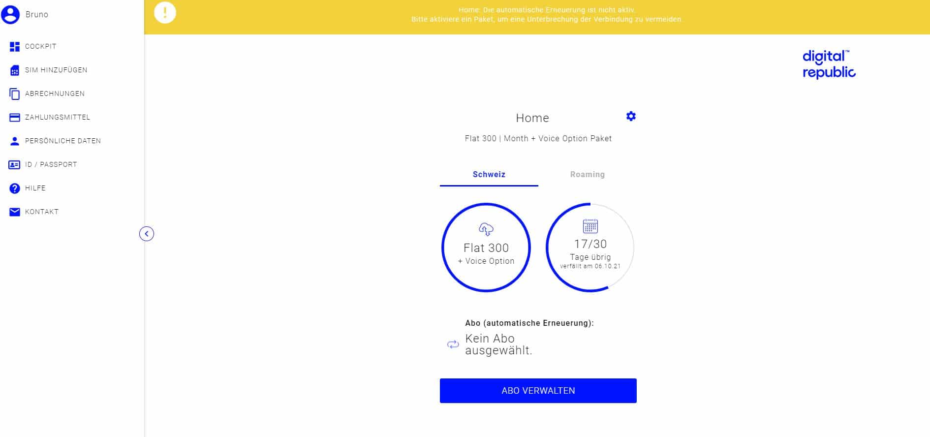 Das Cockpit von Digital Republic