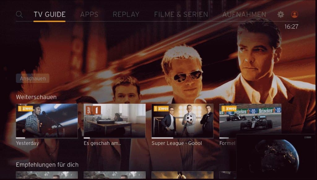 Home-Bereich von Sunrise TV