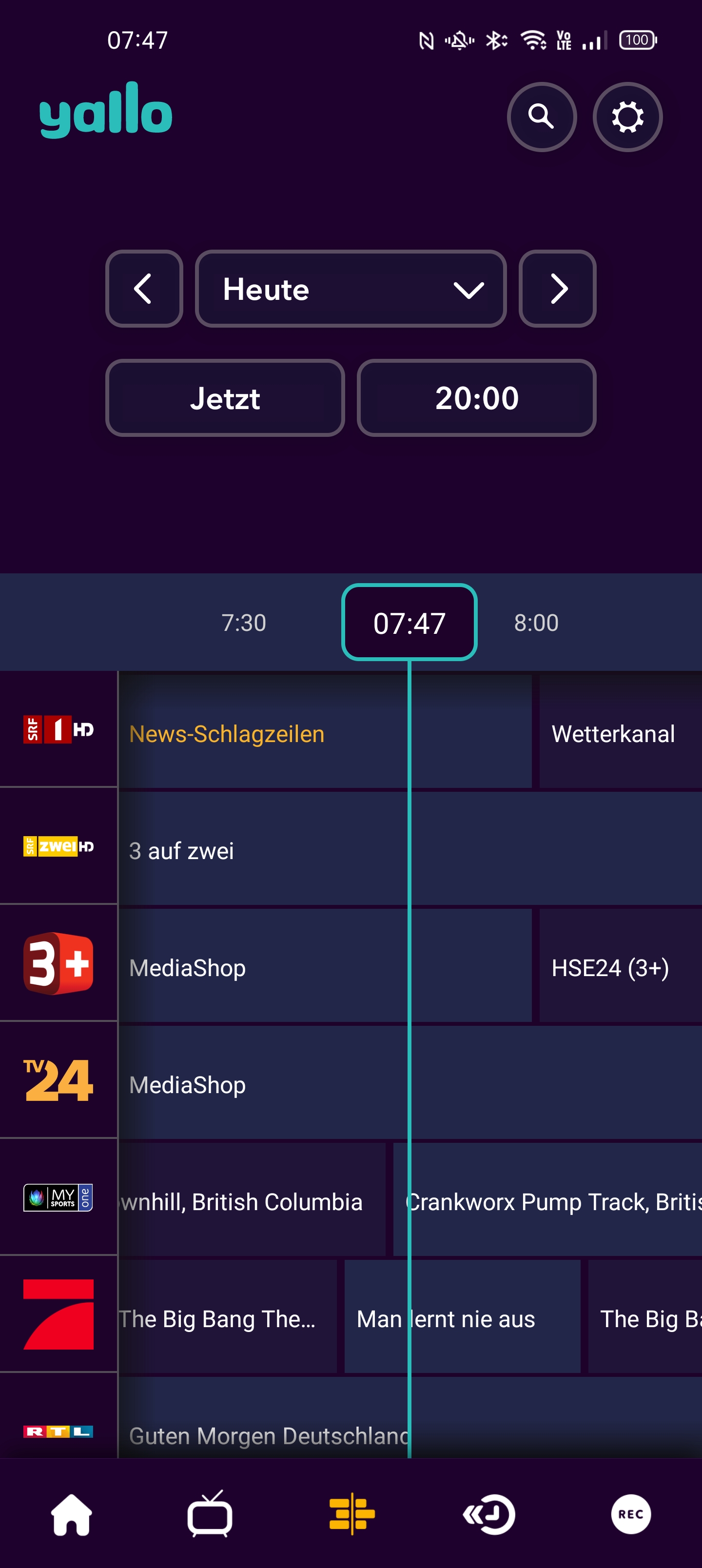 yallo TV Programmübersicht