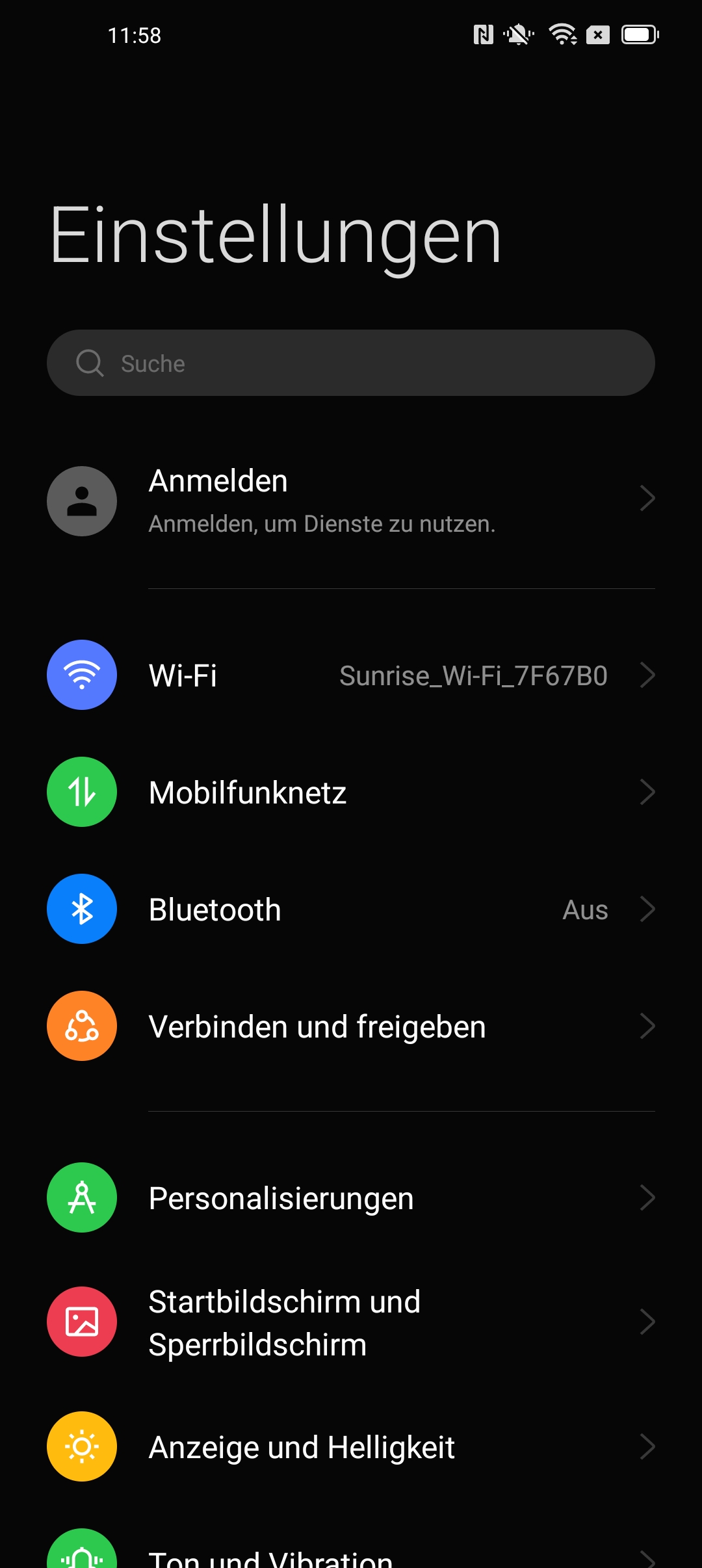 Einstellungen unter ColorOS 12