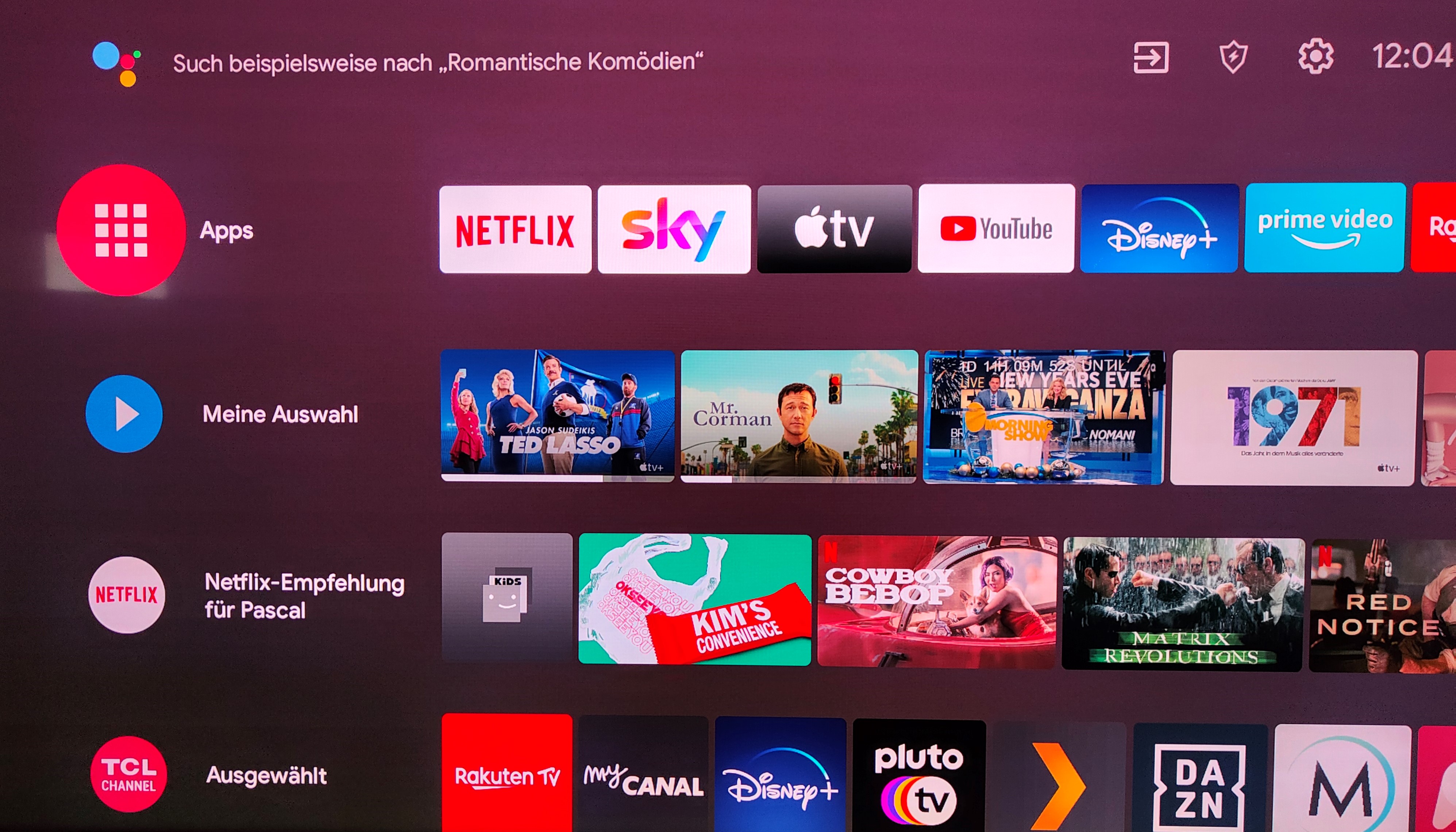 TCL Fernseher Betriebssystem Android TV, später Google TV.