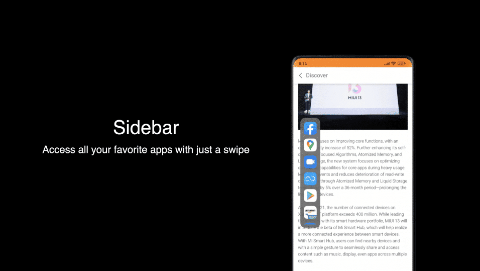 Die neue Sidebar unter MIUI 13 in Aktion