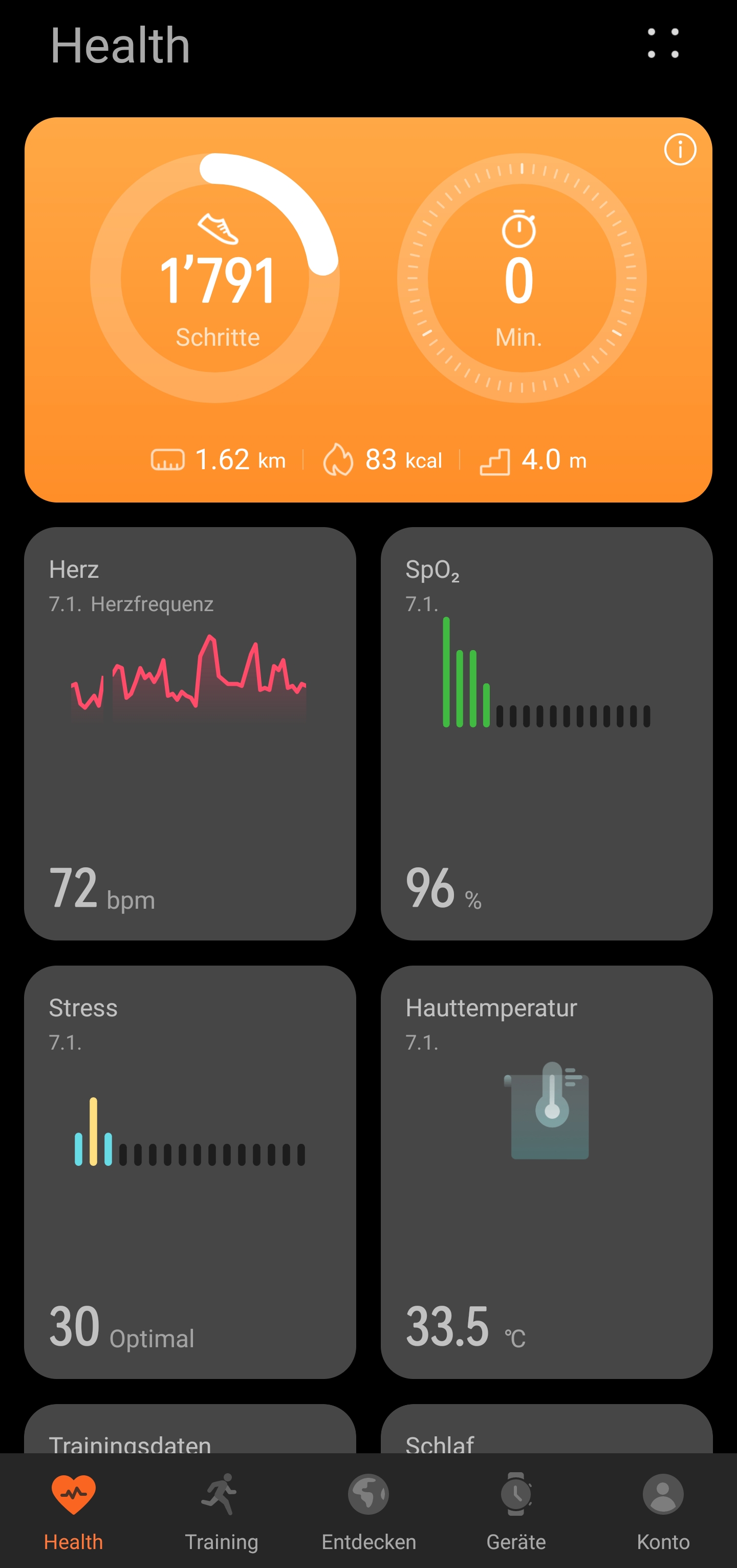 Huawei Health Übersicht