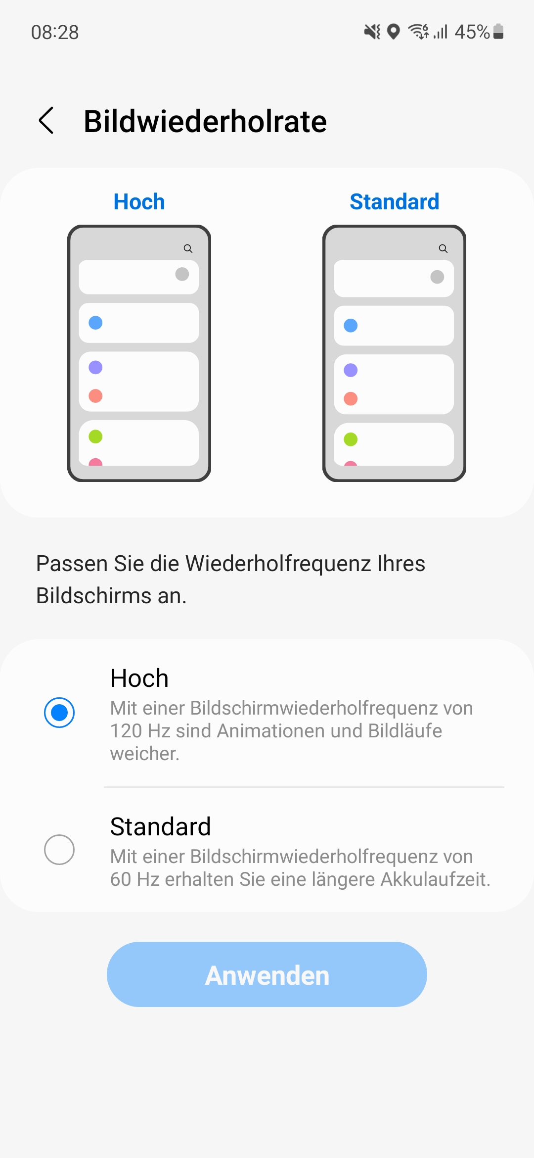 Samsung Galaxy S21 FE Bildwiederholrate