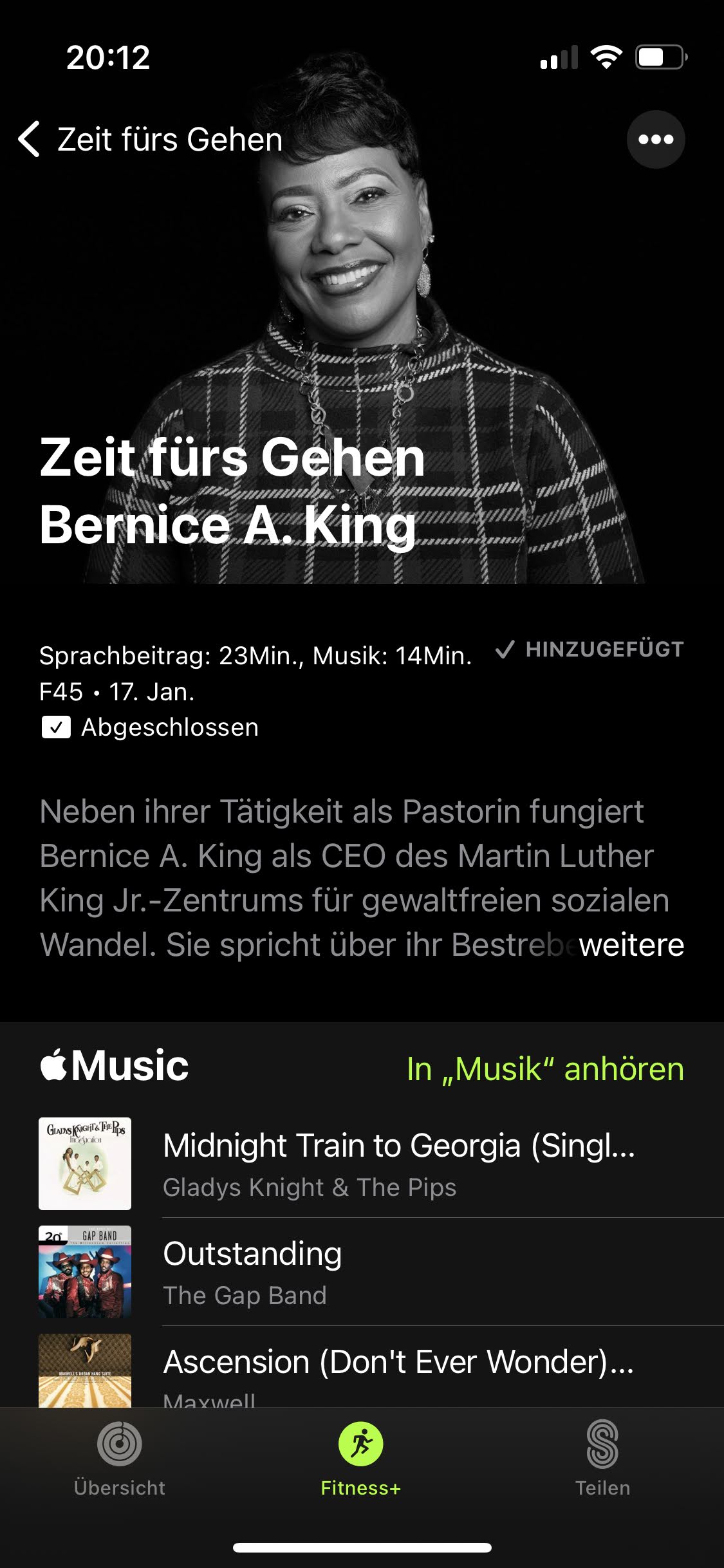 Apple Fitness+ Zeit fürs Gehen Test.