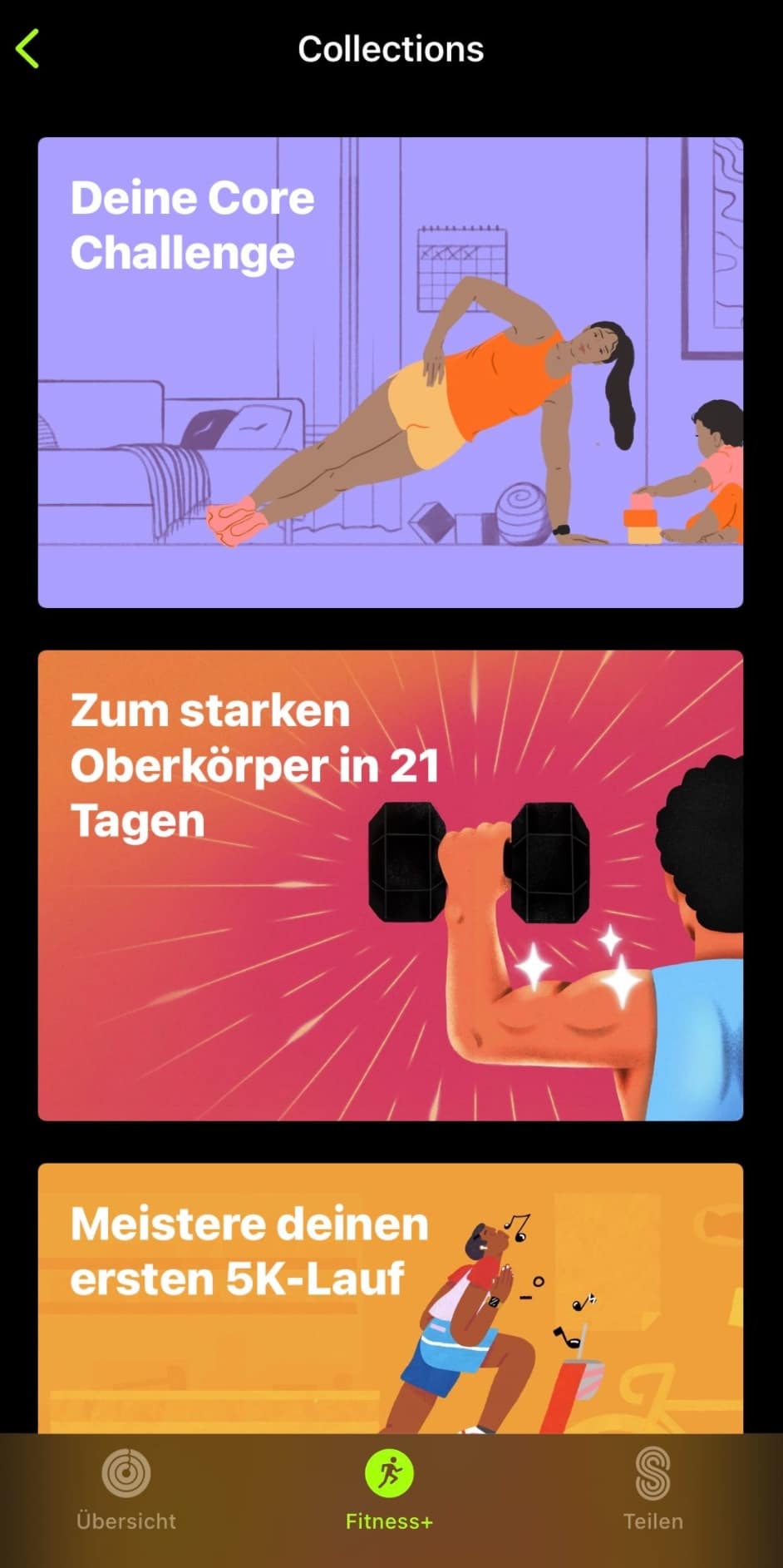 Apple Fitness+ App-Oberfläche