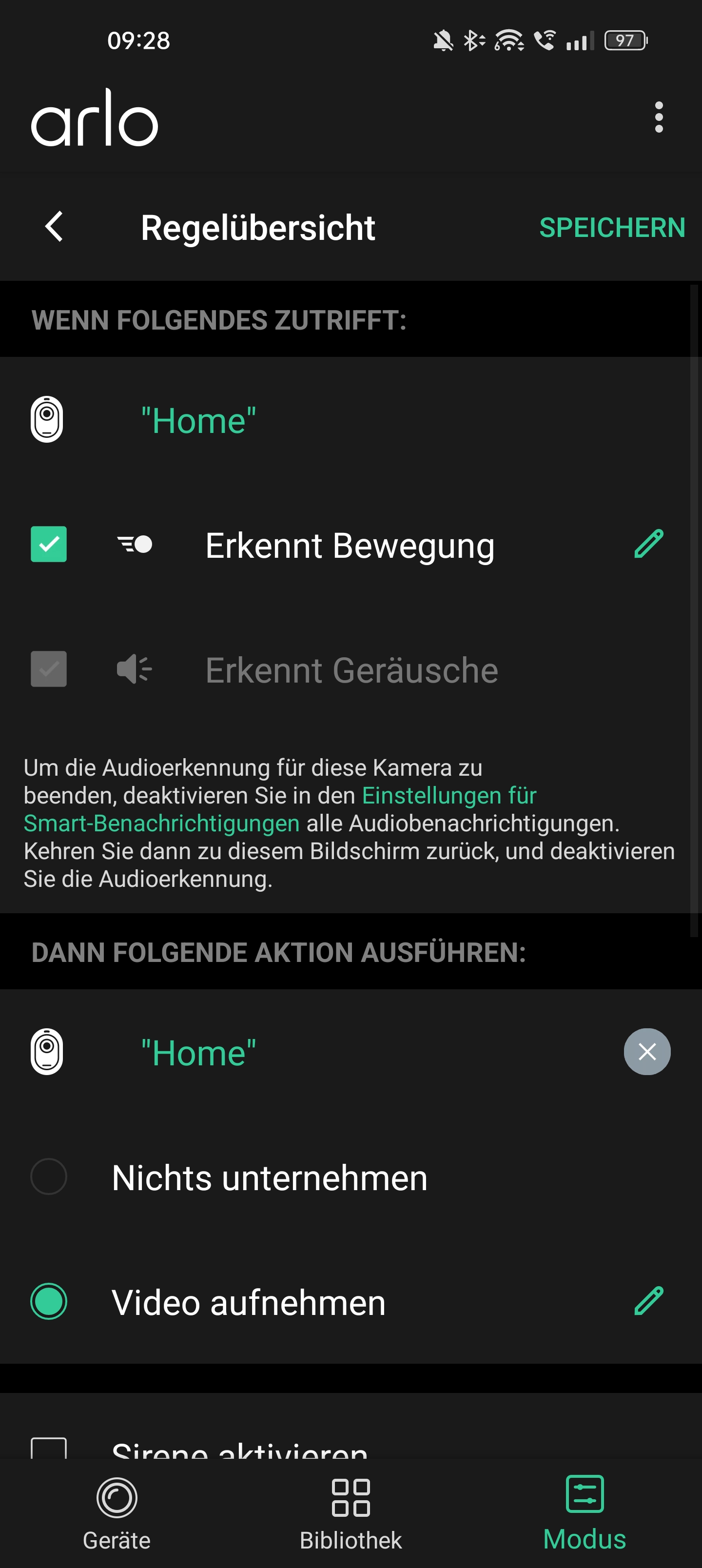 Regeln lassen sich in der Arlo App definieren