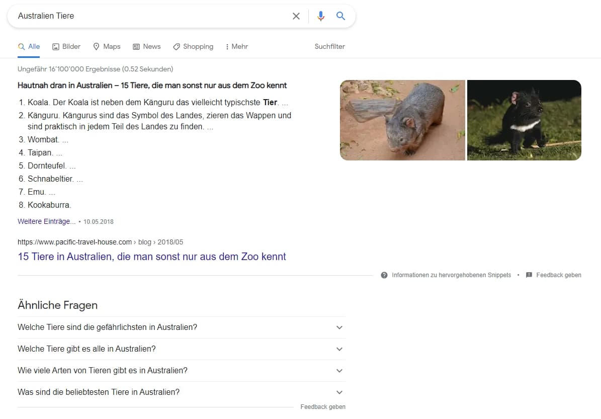 Google Suchanfrage Vergleich Trooia