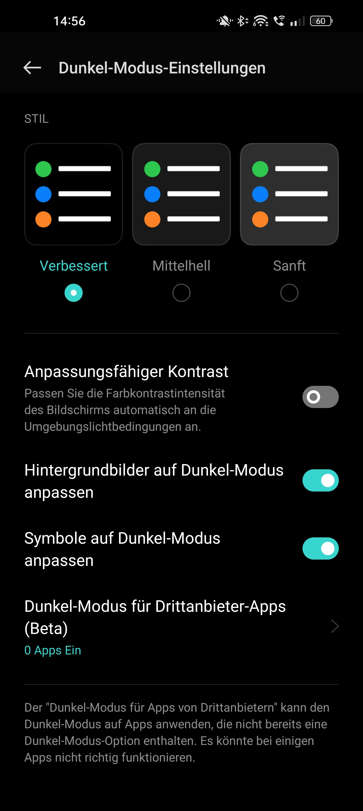 ColorOS 12 Dark-Mode Einstellungen