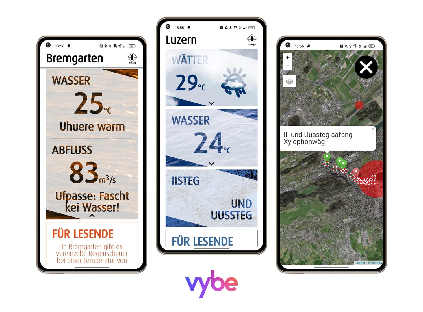 Rüss.App: Website mit Informationen zum Schwimmen in der Reuss bei Luzern, Hünenberg und Bremgarten.