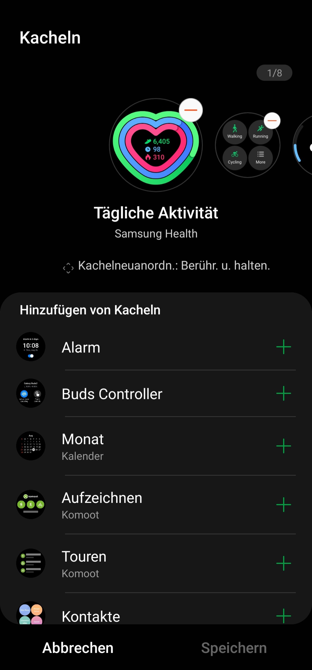 Samsung Galaxy Watch5 (Pro) Kacheln