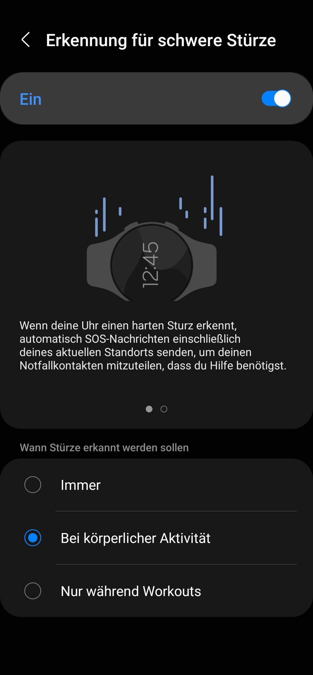 Samsung Galaxy Watch5 (Pro) Sturzerkennung