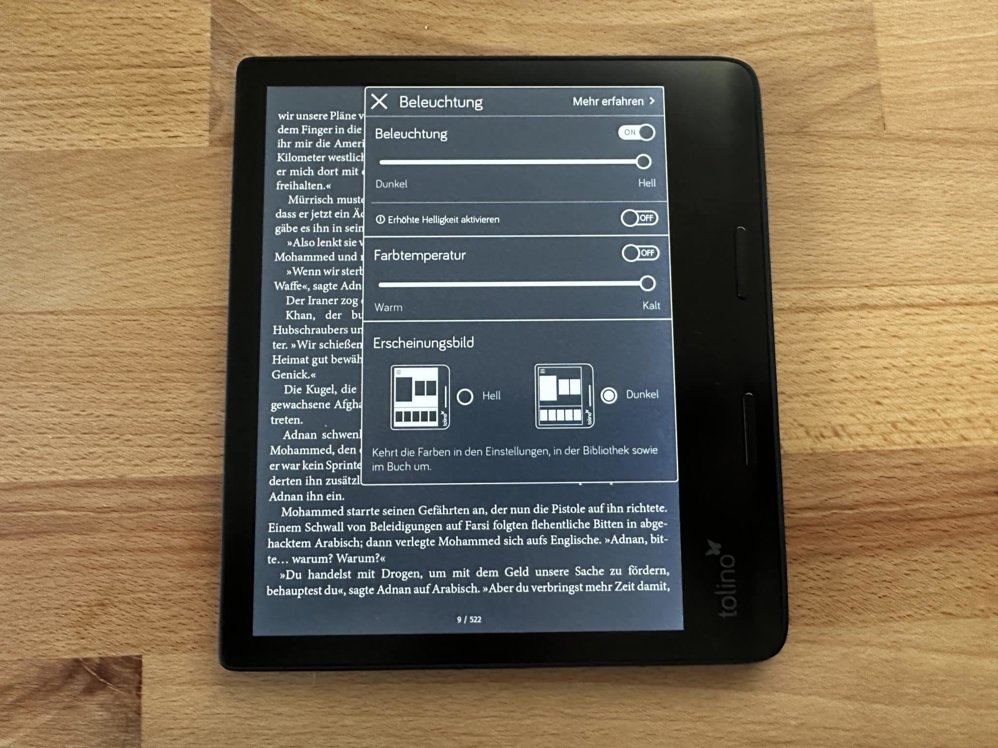 Dark-Mode beim Tolino epos 3