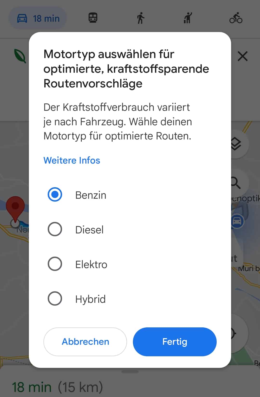 Google Maps klimafreundliche Routen