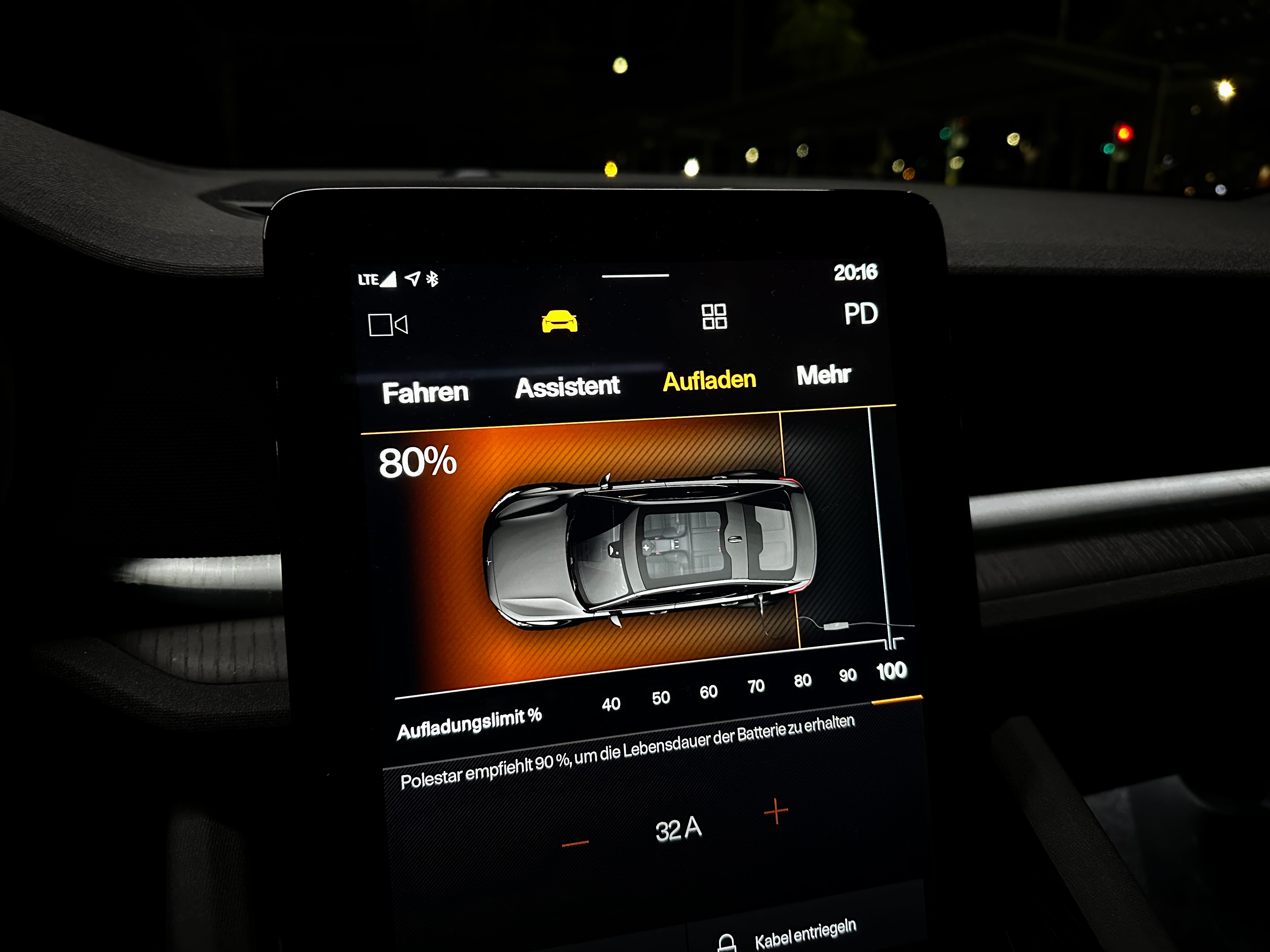 Aufladungslimit für den Polestar 2 festlegen