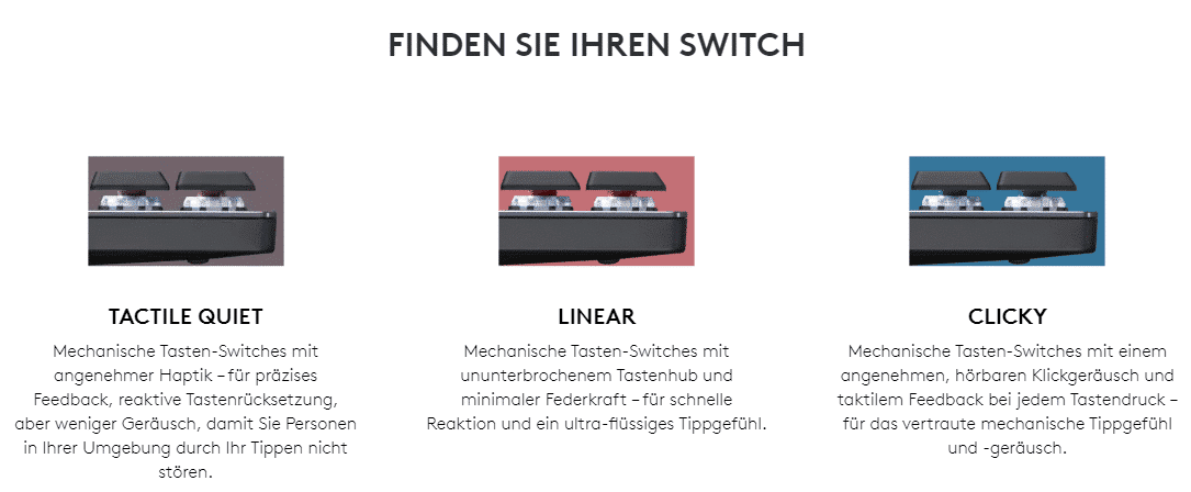 Die verschiedenen Switches bei Logitech
