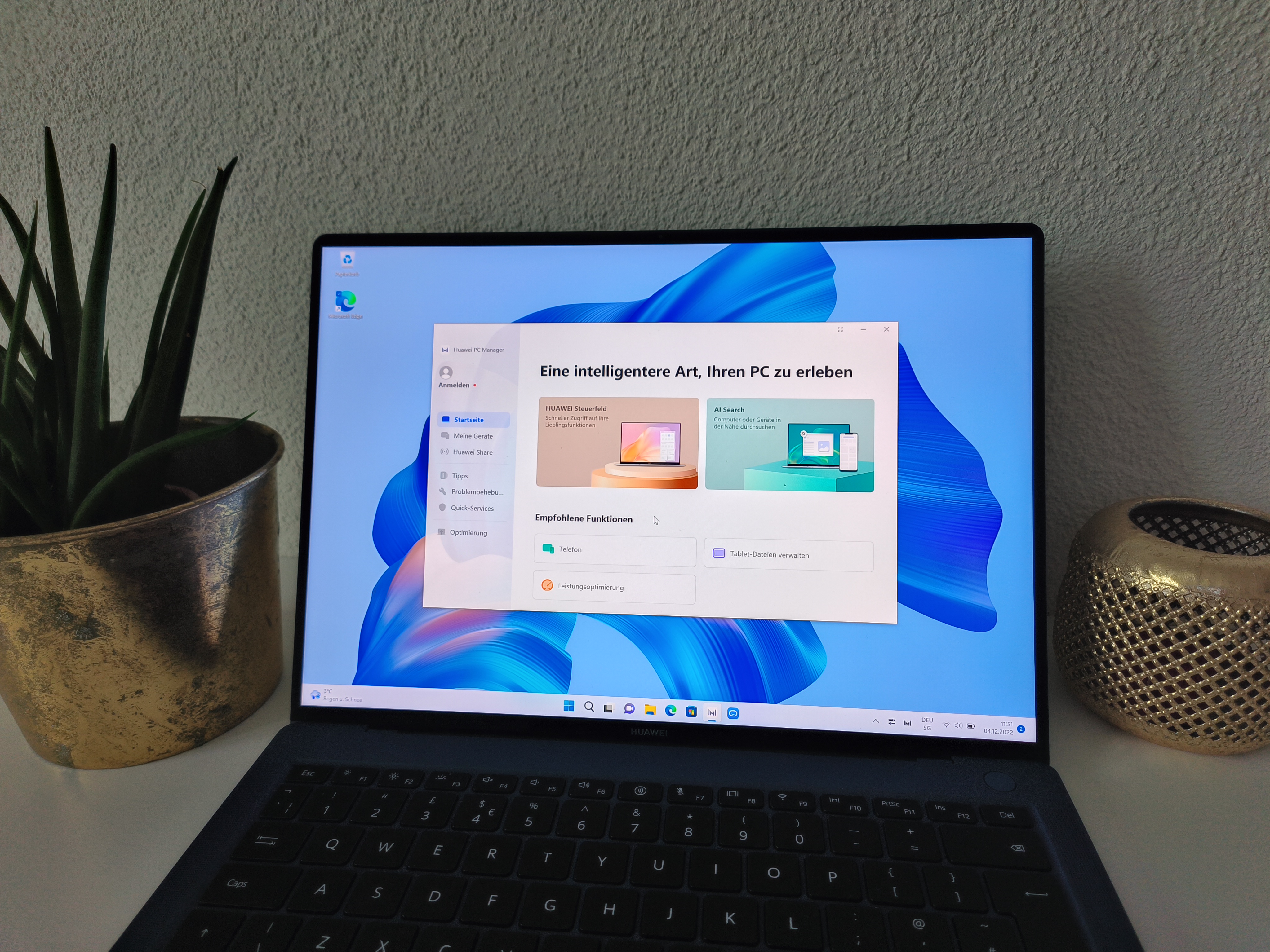 Die Huawei-Software auf dem MateBook X Pro 2022