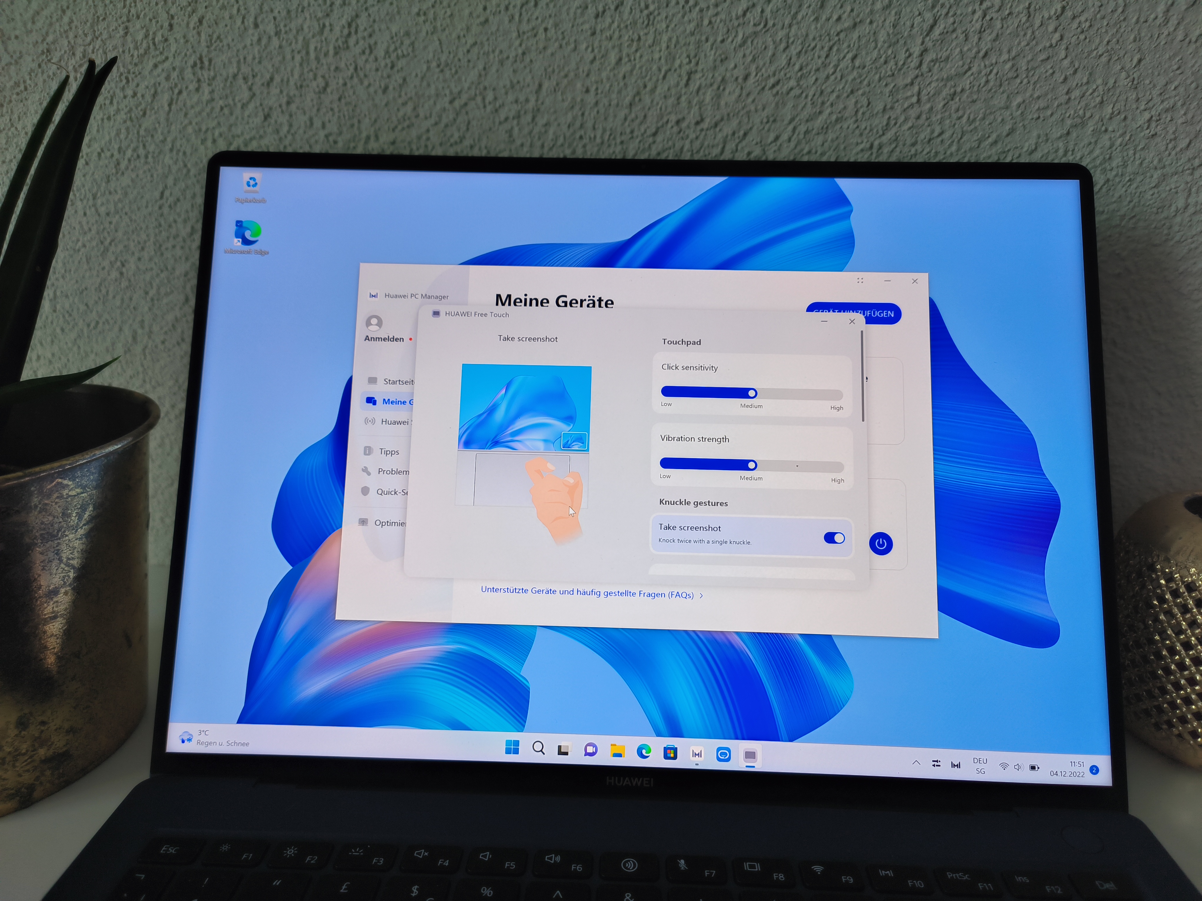 Über die Huawei-App lässt sich das Touchpad konfigurieren