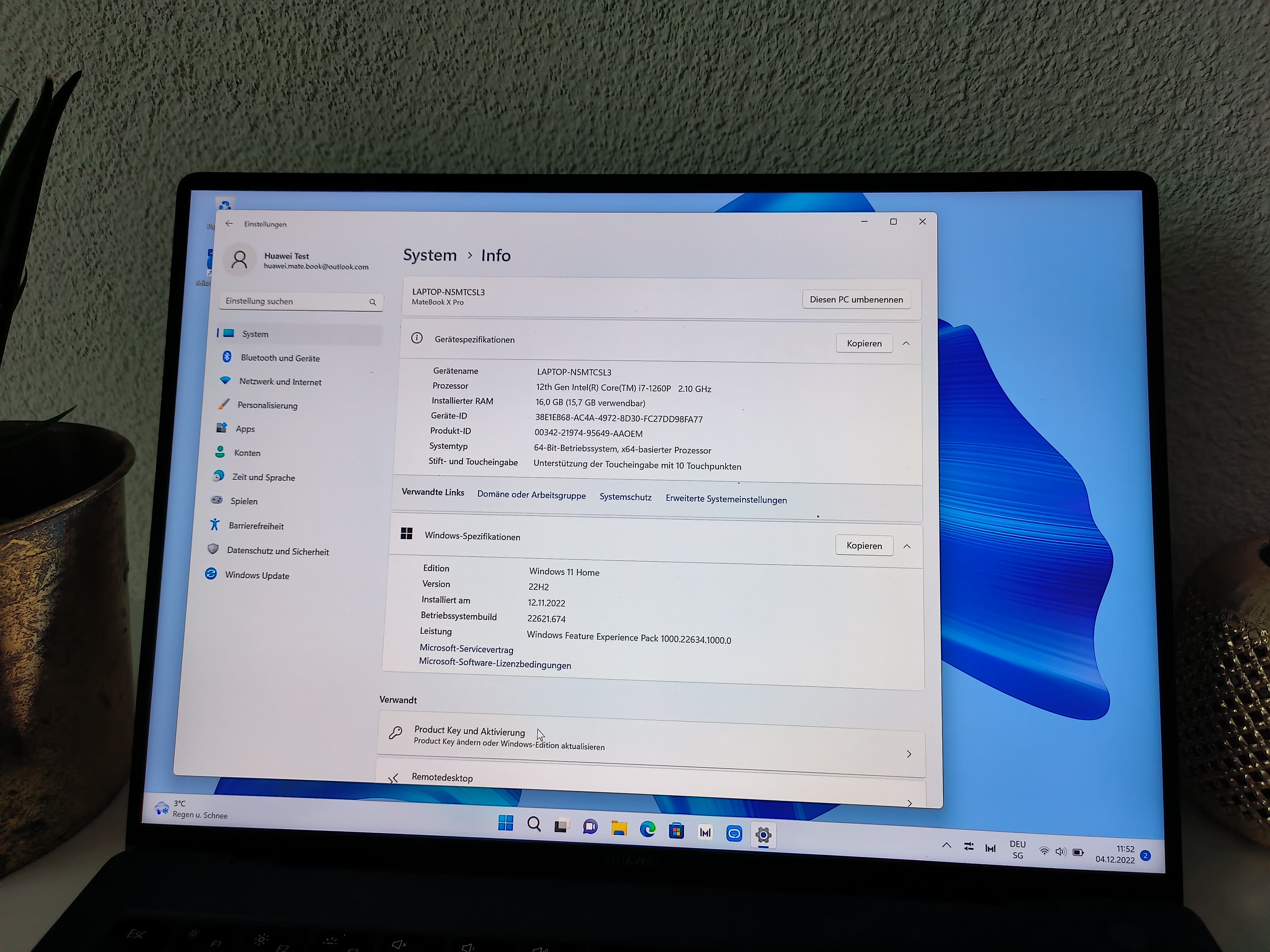 Die Spezifikationen des Huawei MateBook X Pro 2022 