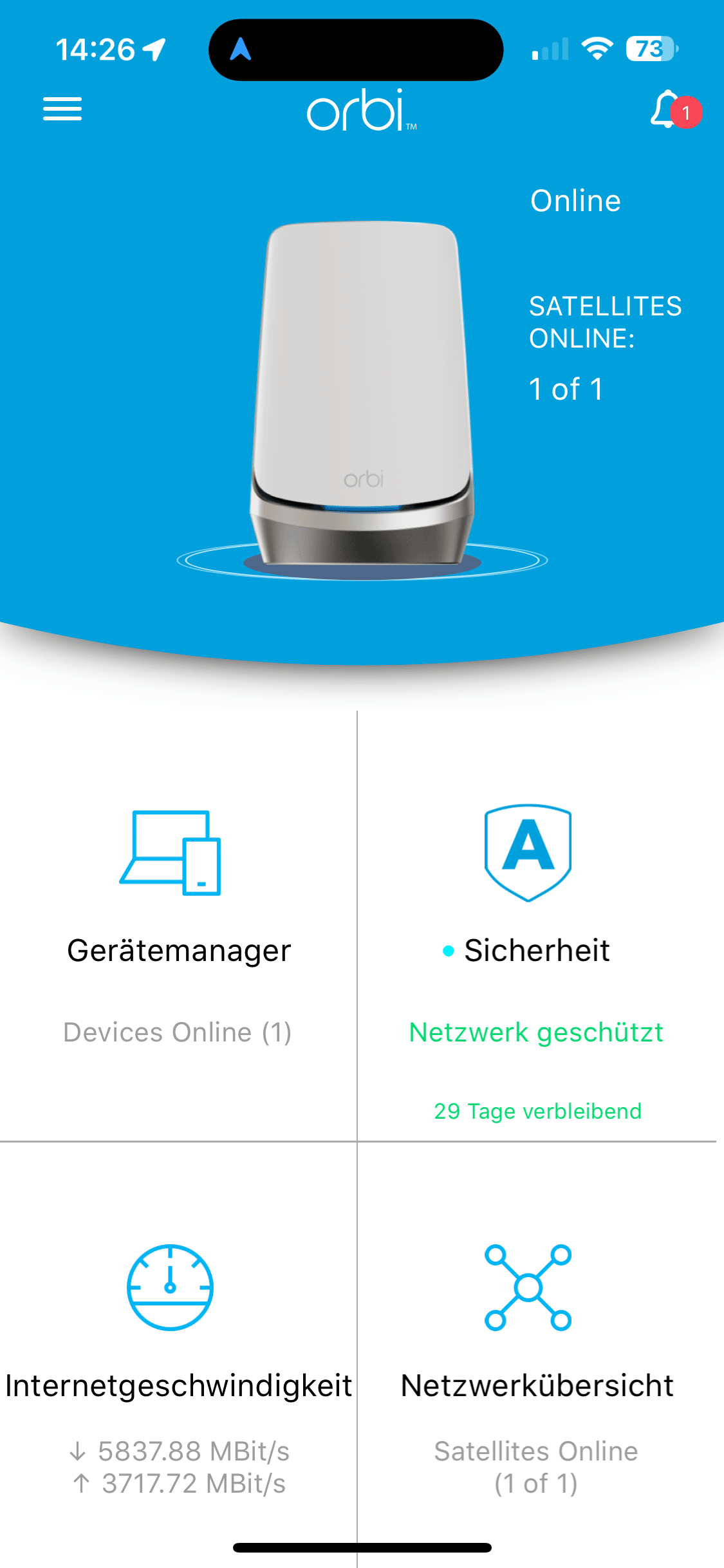 Die Orbi-App bietet alles, was benötigt wird