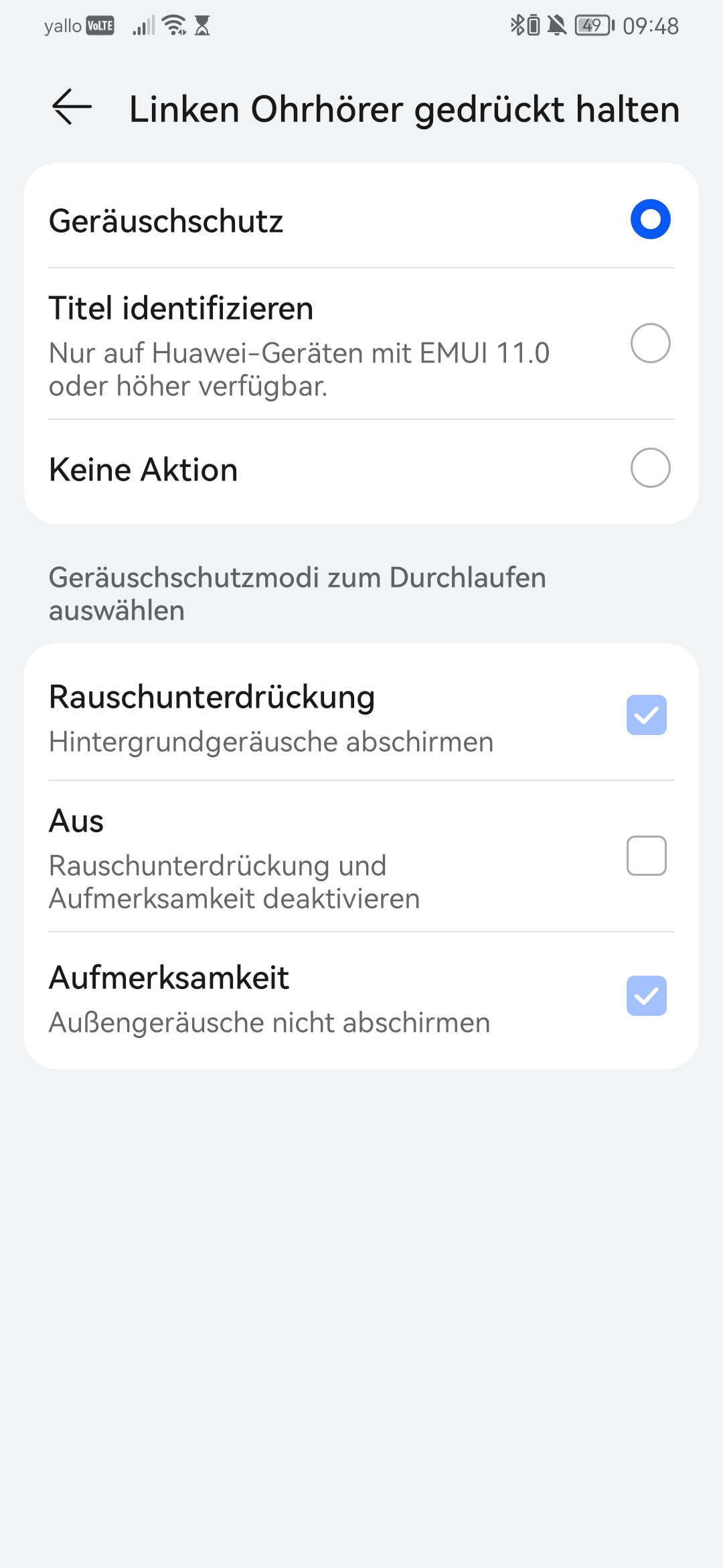 Huawei AI Life App Optionen.