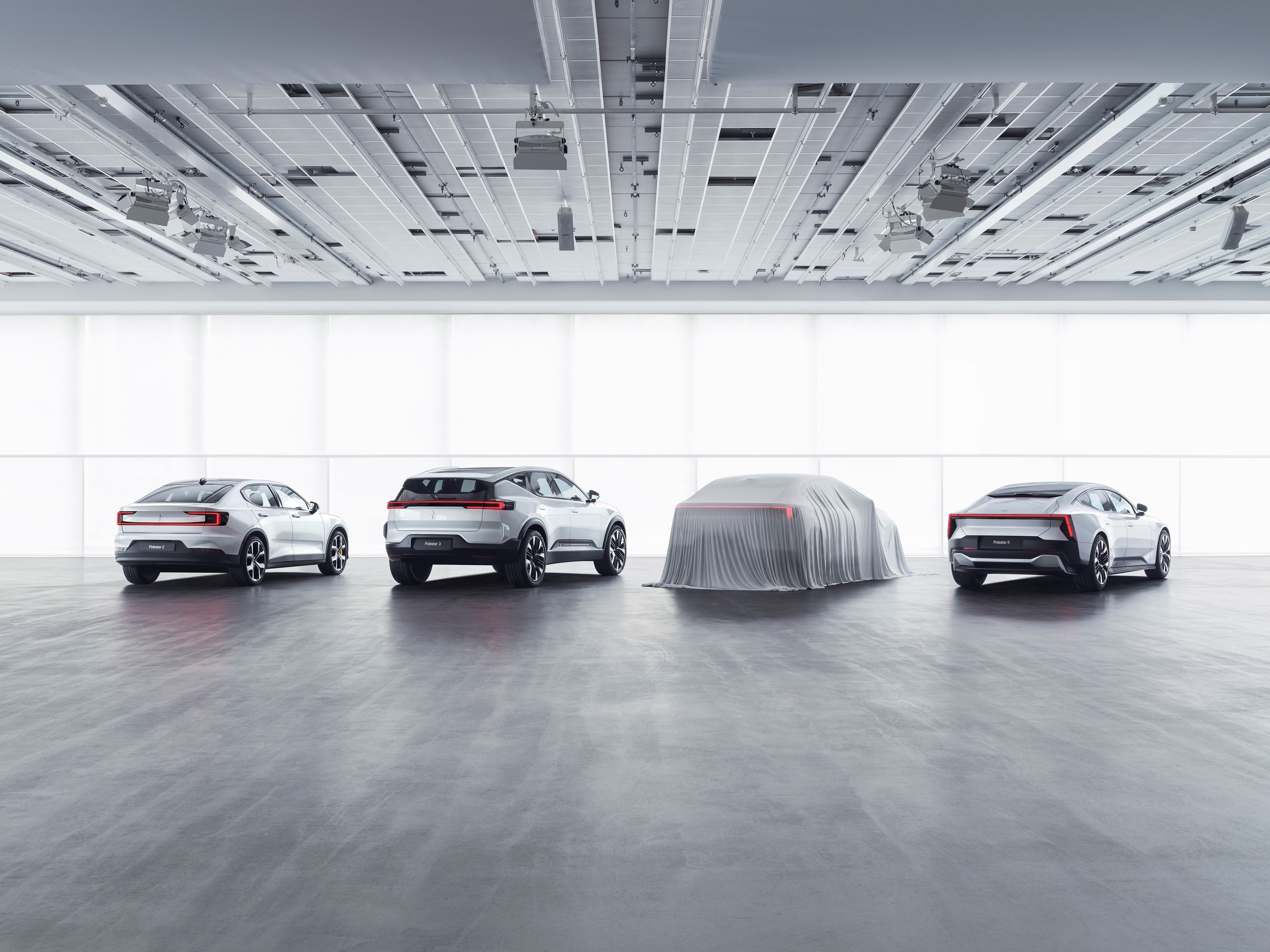 Polestar complete product range to 2024. Polestar 2, Polestar 3, Polestar 4, Polestar 5.