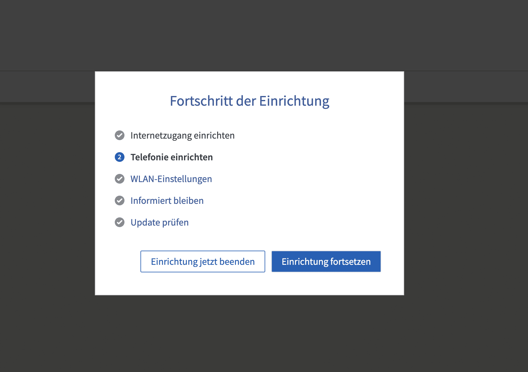 Fritz!Box 6850 5G: Einrichtungsassistent