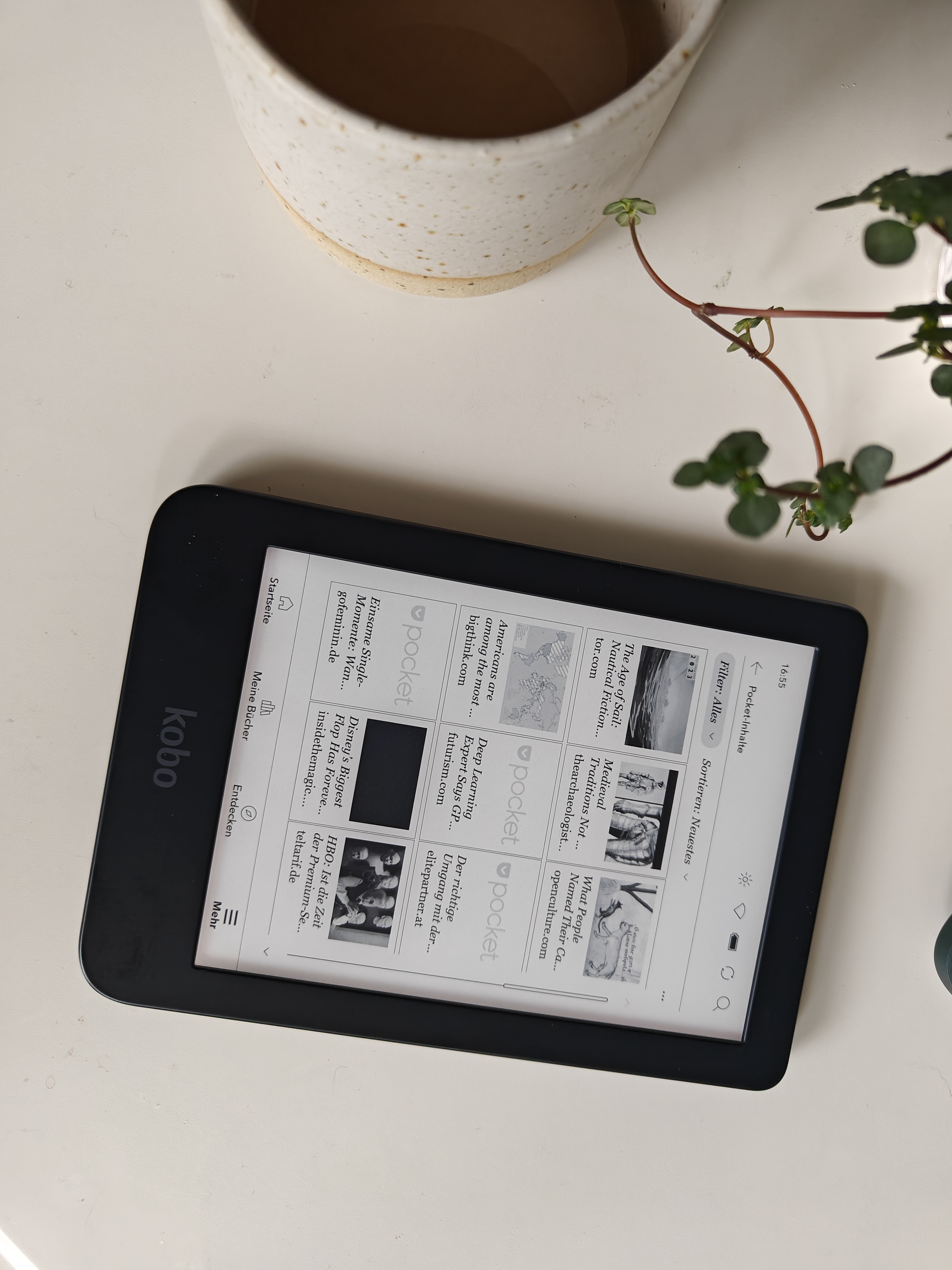 Rakuten Kobo Clara 2E: Pocket ist auf dem eReader integriert.