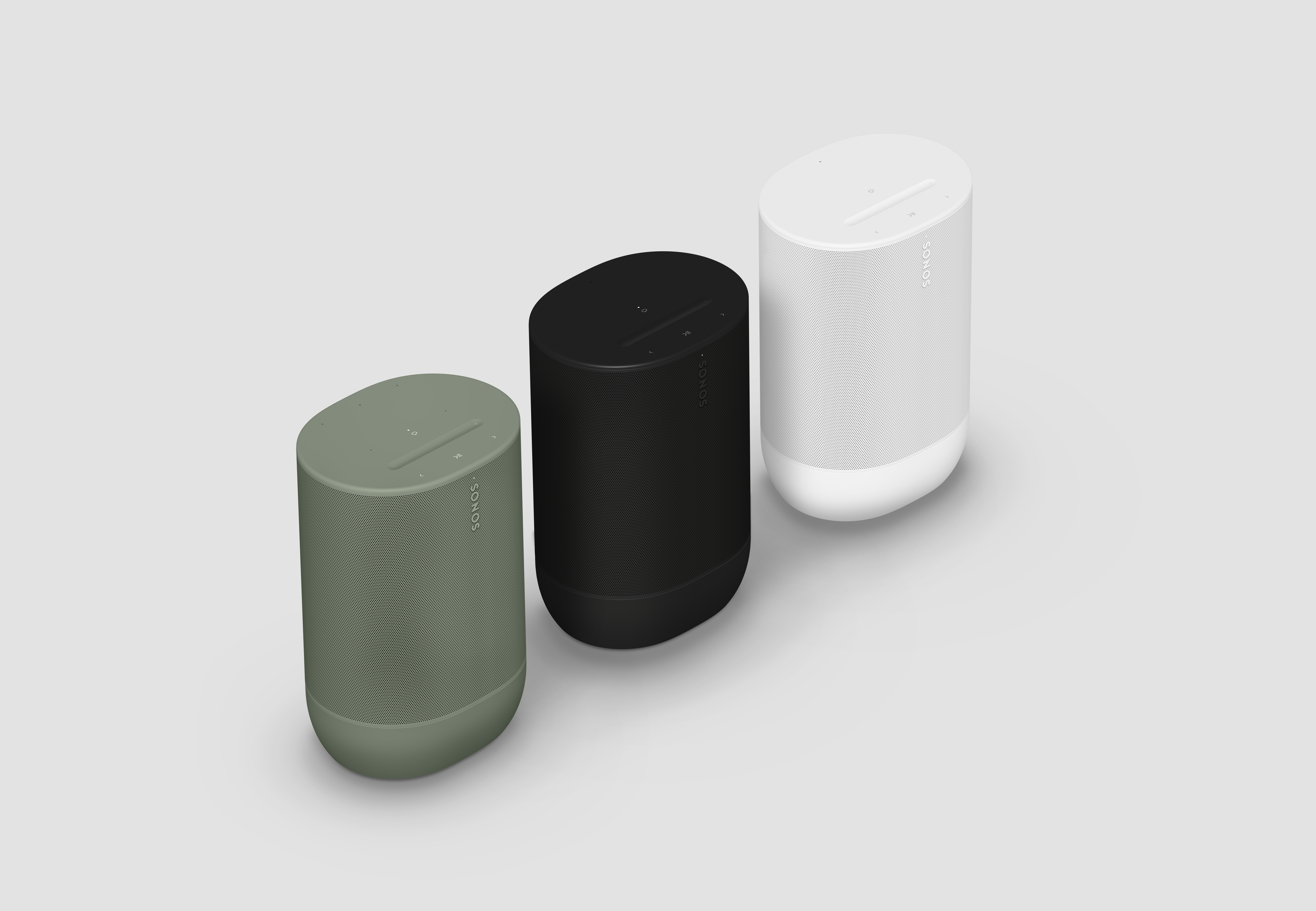 Die drei Farbvarianten des Sonos Move 2