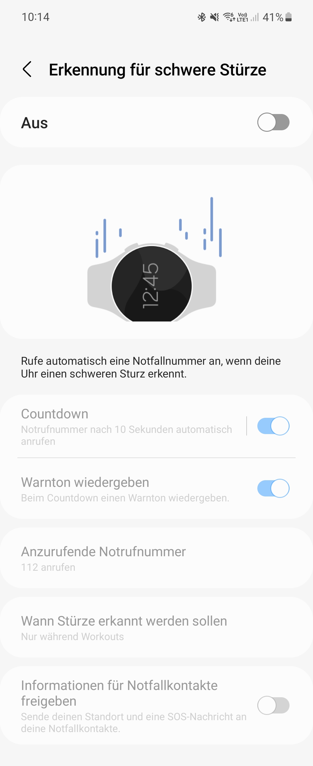 Erkennung für schwere Stürze auf der Samsung Galaxy Watch 6