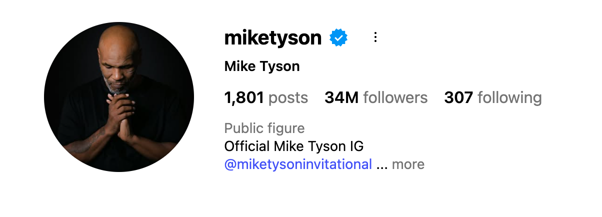 Mike Tyson Instagram Profile