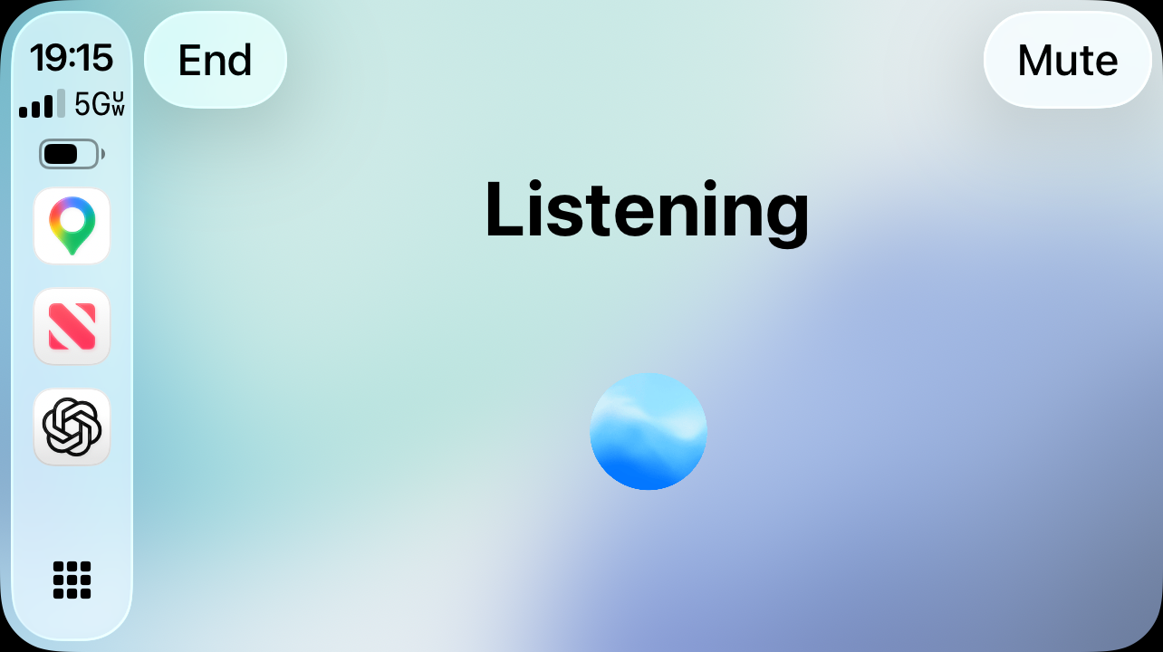 ChatGPT Listening screen on Apple CarPlay