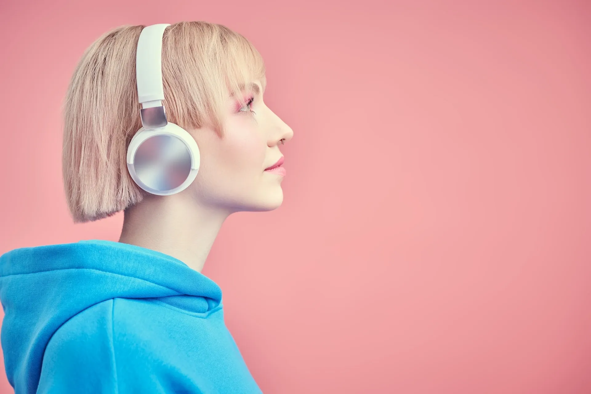 Listening to music on headphones 