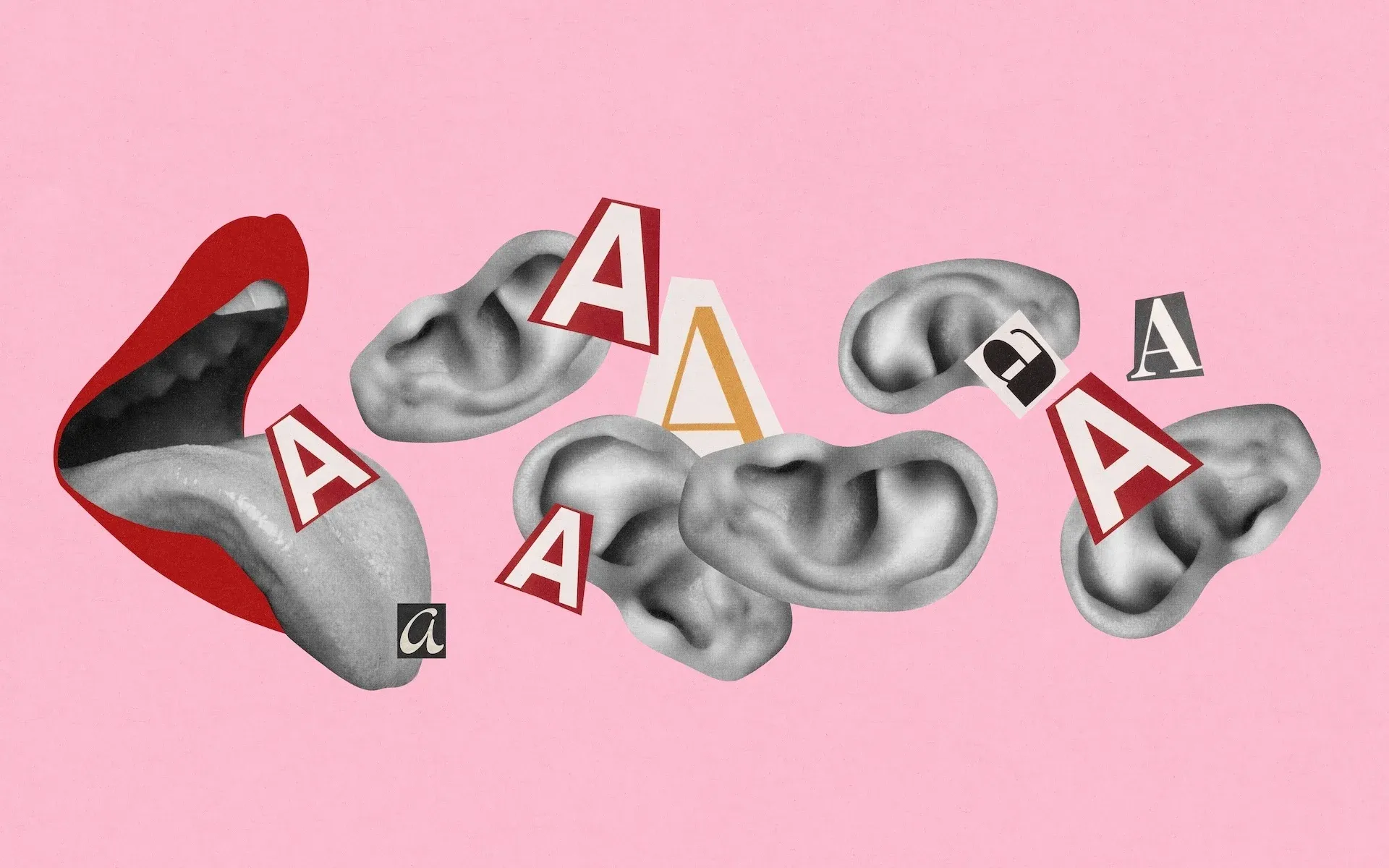 Mouth shouting out letters